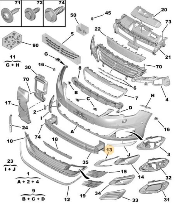 Orijinal Peugeot 308 T9 Ön Tampon Sis Bakaliti  1610758980