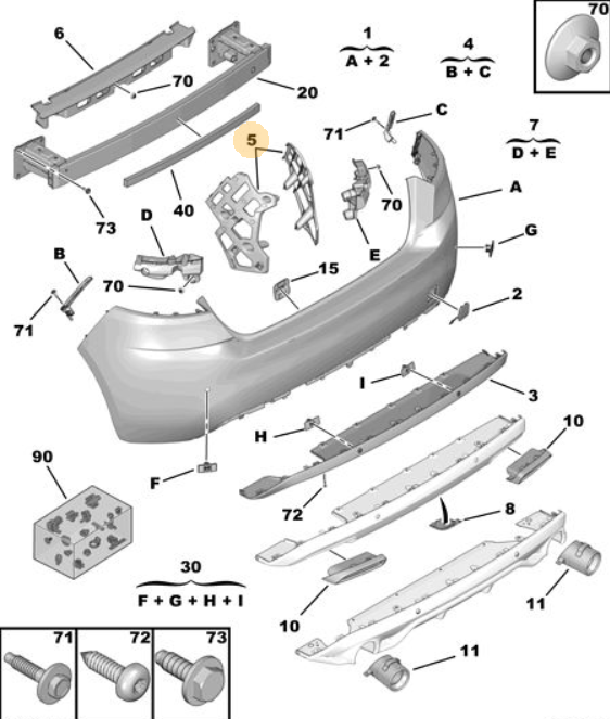 Orijinal Peugeot 308 T9 Arka Tampon Yan Braket Takımı    1610767580