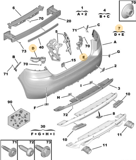 Orijinal Peugeot 308 T9 Arka Tampon Mesnet Takımı 1610769080