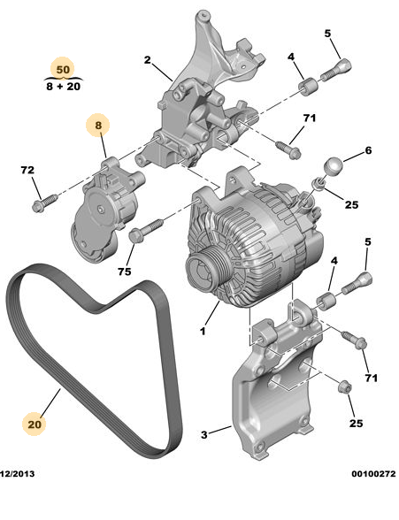 ORIJINAL PEUGEOT 308 T7 ALTERNATOR KAYIŞ KİTİ (1611425680+5750.YS)   1611277580