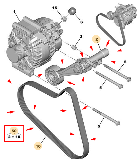 ORIJINAL ALTARNATOR KAYIS KIT (EP6C/EP3) (ERP:1613445080)   1611279180