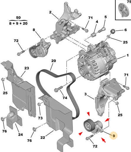 Orijinal Peugeot 308 T7 T9 Dinamik Gergi Makarası  1611426580