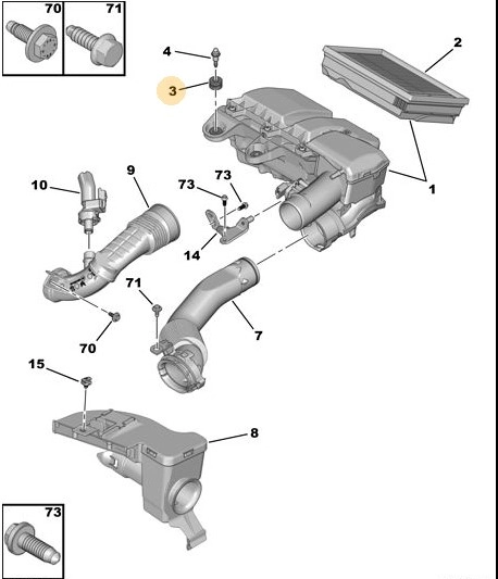 ORIJINAL PEUGEOT 308 P5 HAVA FİLTRE KUTU LASTİĞİ 1623159380