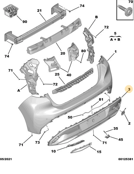 ORIJINAL PEUGEOT 308 P5 ARKA TAMPON ETEĞİ    16809650XT