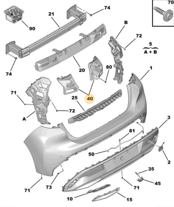 Orijinal Peugeot 308 P5  Arka Tampon Bağlantı Ayağı   1680965980