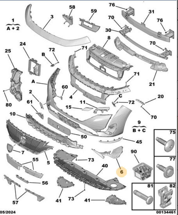 Orijinal Peugeot 308 P5 Ön Tampon Sağ Çıtası 168197159V