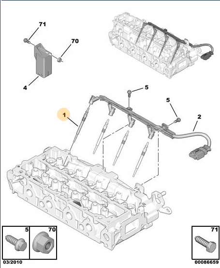 ORIJINAL PEUGEOT 308 T7 T9  EUROREPAR ISITMA bujisi (DV6C) (EURO-5) (5960.E6)   1682245080