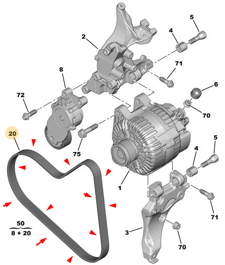 ORIJINAL PEUGEOT 308 T7 T9 ALTERNATOR KAYISI (DV4) (6PK976)   5750YS