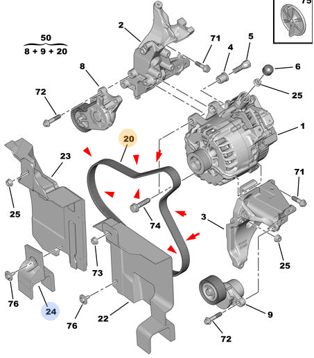 Orijinal Peugeot 308 T7 T9  Alternatör Kayışı 5750ZQ