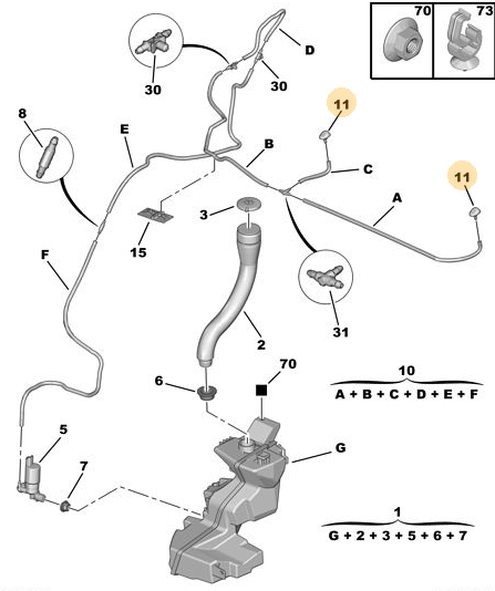 Orijinal Peugeot 308 T7 Ön Cam Fıskiyesi-Jiklör 6438CA