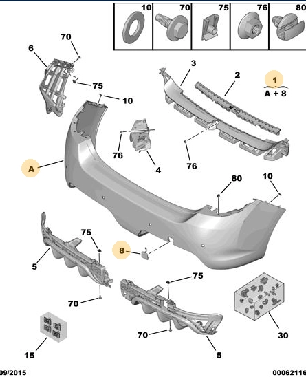 ORIJINAL  PEUGEOT 308 CC T7 ARKA TAMPON   7410JC