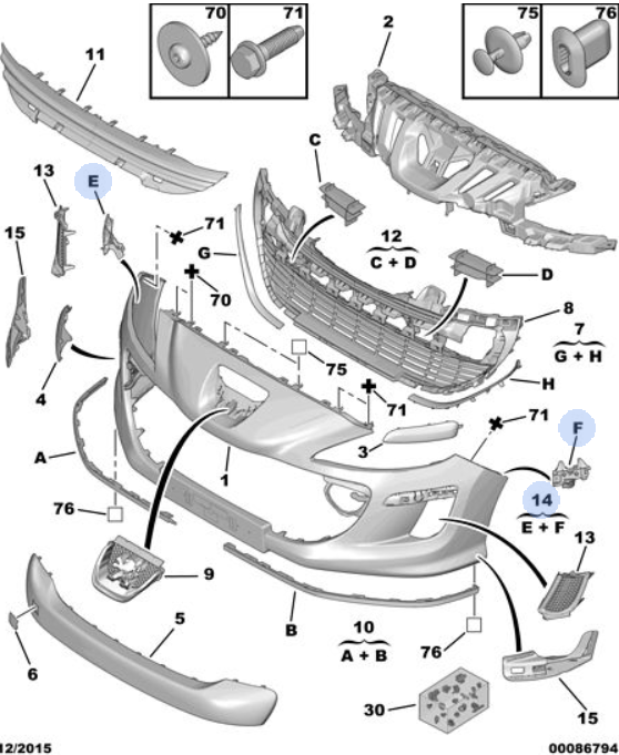 Orijinal Peugeot 308 T7 Ön Tampon Braket    7416G1