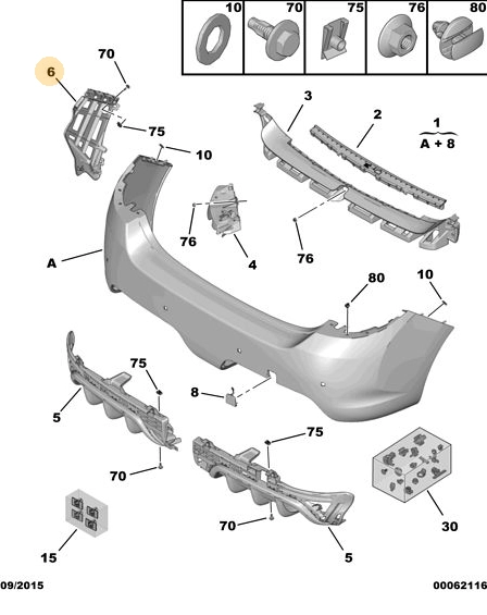 ORIJINAL PEUGEOT 308 CC T7 ARKA TAMPON  MESNET TAKIMI  7416N8