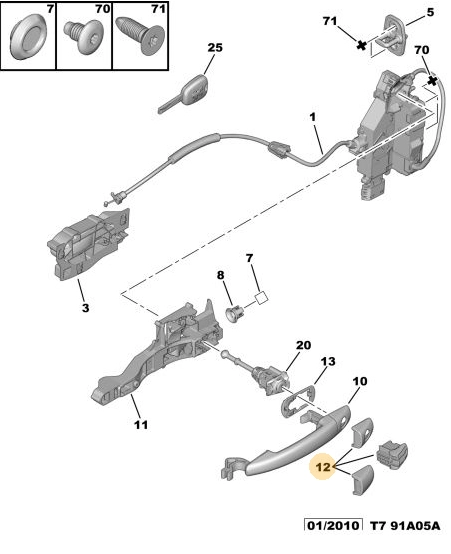 ORIJINAL PEUGEOT 308 T7 KAPI KOLU TUTMA BADEM KİTİ  9101JR
