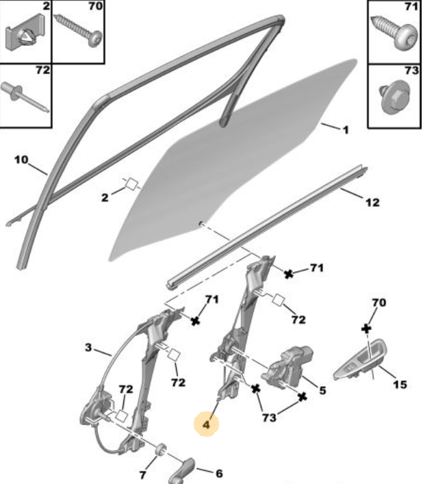 Orijinal Peugeot 308 T7 Arka Kapı Cam Krikosu Sağ   9224E2