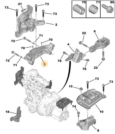 ORIJINAL 308 P5  SAĞ ÜST MOTOR KULAK  BAGLANTI MESNEDI  9674960380