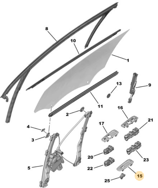 Orijinal Peugeot 308 T9 Cam Açma Kumanda Giydirmesi Sağ  96777320ZD