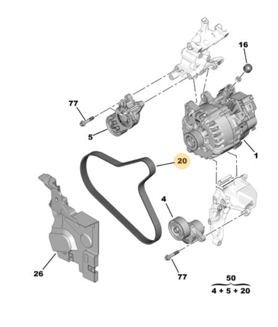 Orijinal Peugeot 308 T9 Alternatör Kayışı   9803757280