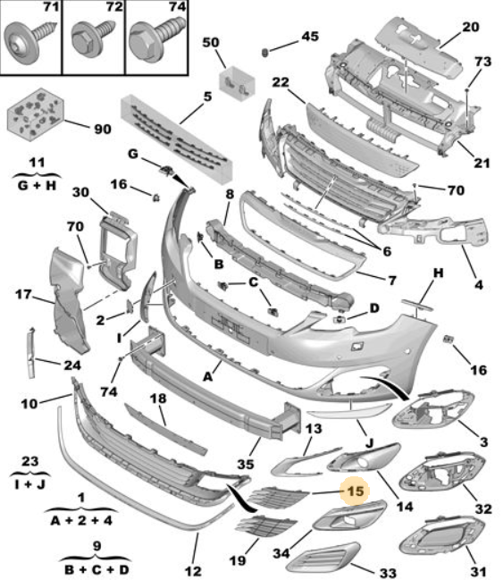 Orijinal Peugeot 308 T9 Ön Tampon Izgara Kapağı   9805083080