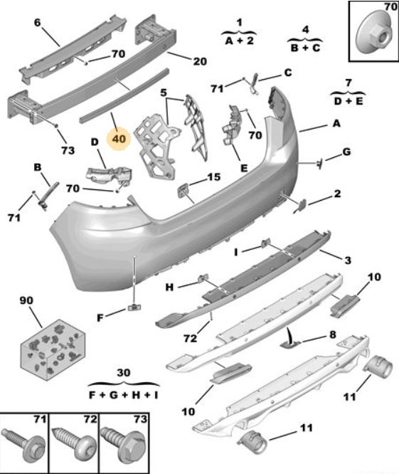 Orijinal Peugeot 308 T9 Arka Tampon Darbe Emici Takviyesi     9807256580