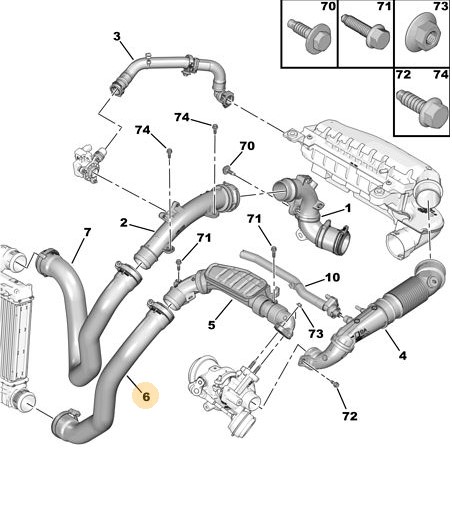 ORIJINAL PEUGEOT 308 ALT INTERCOOLER HORTUM  1.2 - 1.5 - 1.6 EURO6   9820100680