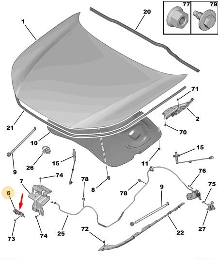 Orijinal Peugeot 308 P5 Motor Kaput Kilidi   9821652480