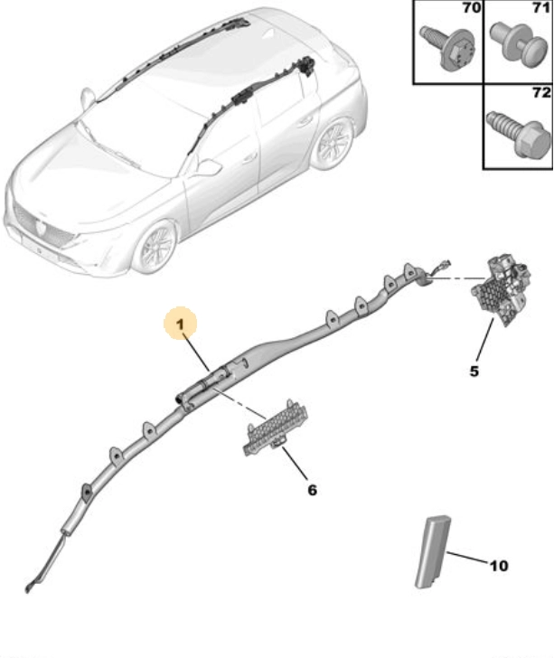 Orijinal  Peugeot 308 P5 Tavan Hava Yastığı Sağ  9830943880