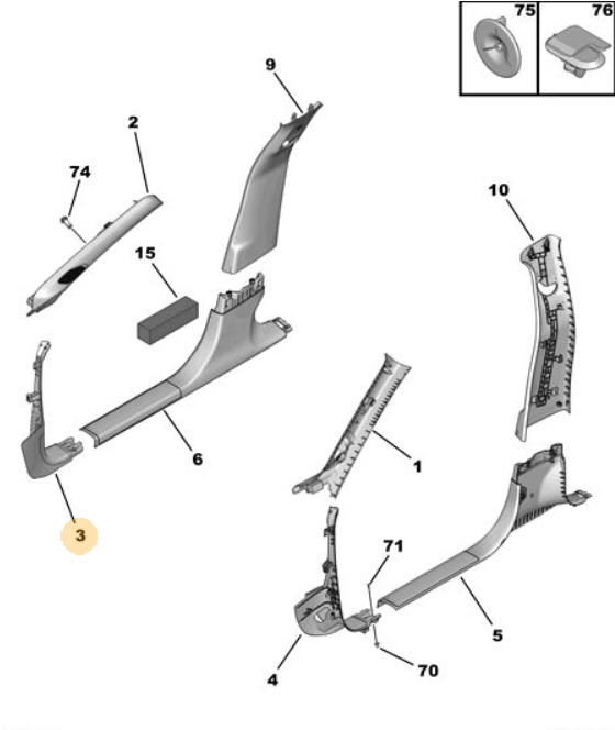Orijinal Peugeot 308 P5  Ön Kapı Direği Alt Döşemesi Sağ  98321831ZD