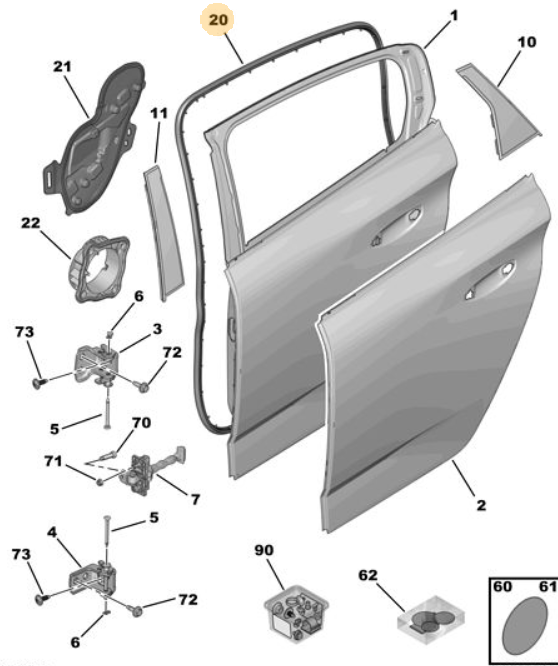 Orijinal Peugeot 308 P5 Arka Kapı Fitili Sol  9835338780