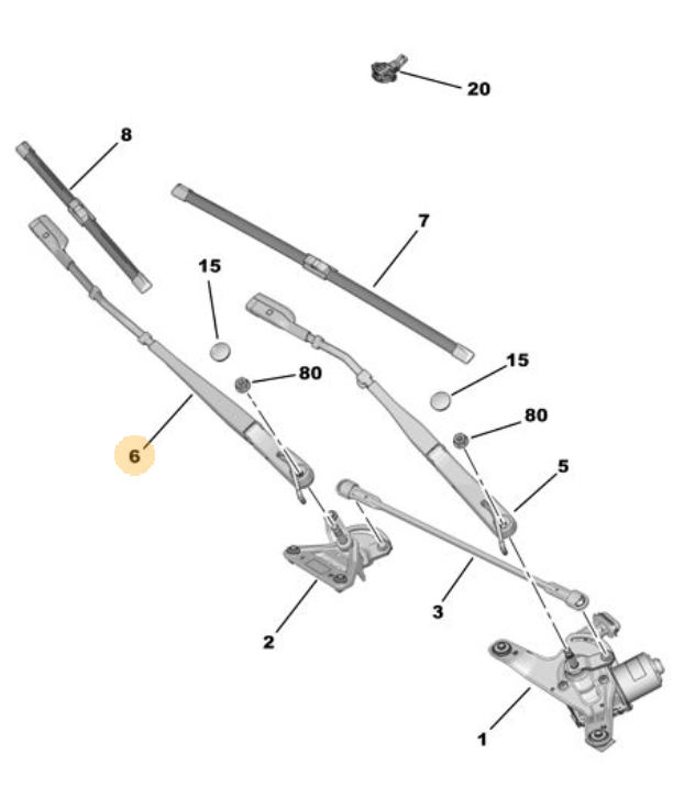 Orijinal Peugeot 308 P5 Ön Cam Silecek Kolu Sağ 9835544780