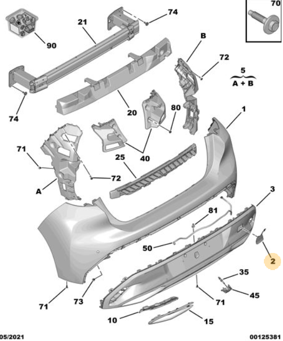 Orijinal Peugeot 308 P5 Arka Tampon Çeki Demiri Kapağı 983715161T