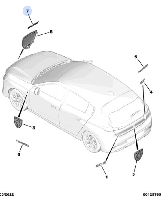 Orijinal Peugeot 308 P5 Ön Tampon 308 Yazısı 98371810DX