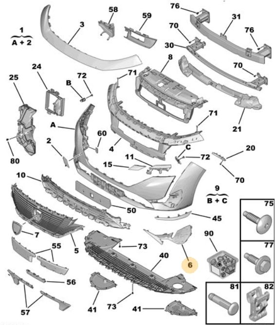 ORIJINAL PEUGEOT 308 P5  ÖN TAMPON ÇITALARI  SOL   98378876XT