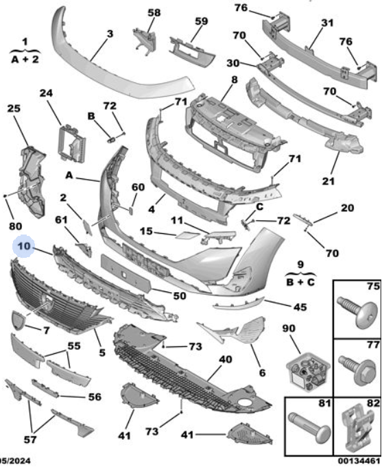 Orijinal Peugeot 308 P5 Ön Tampon Alt  Izgarası    98379773XT