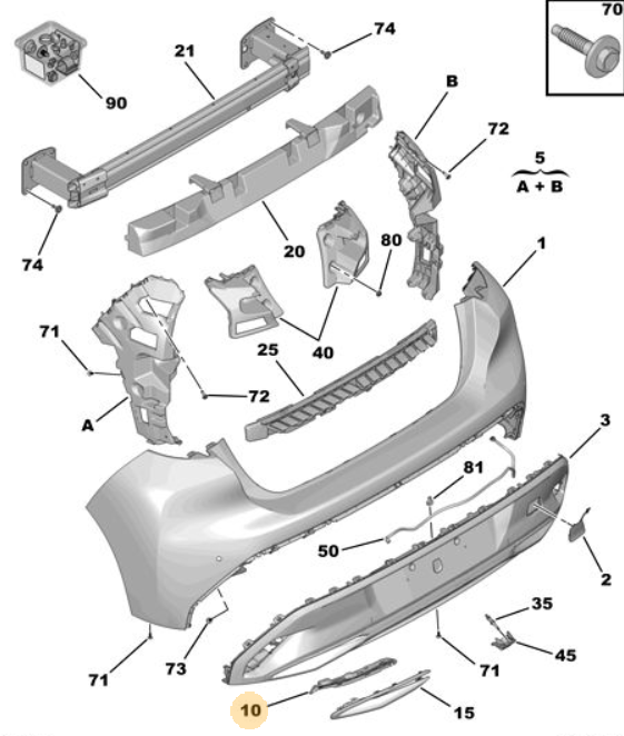 Orijinal Peugeot 308 P5 Arka Tampon Izgara Kapağı Sağ   98380705XT