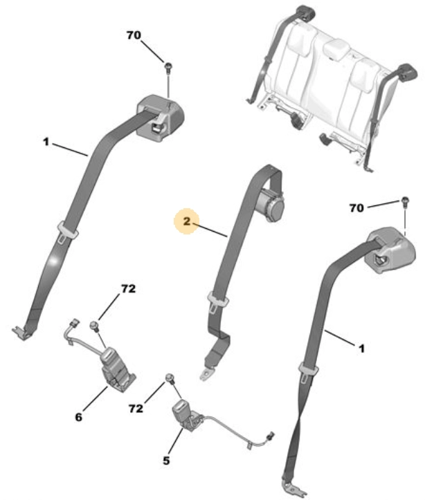 Orijinal Peugeot 308 P5 Arka Emniyet Kemeri  98393393XX