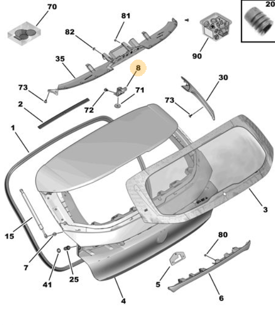 Orijinal Peugeot 308 P5 Bagaj Kapağı Menteşesi  9843671480