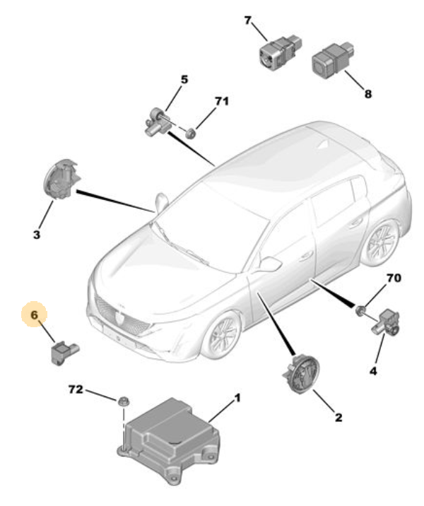 Orijinal Peugeot 308 P5 Hava Yastığı Darbe Sensörü Ön  9849215780