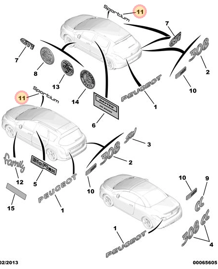 ORIJINAL  PEUGEOT 308 T7 SPORTİUM YAZISI MONOGRAM    9677659980