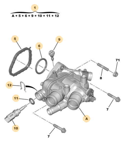 ORIJINAL Peugeot 308 Termostat THP  (Şasi No Kontrol ) 9808647080
