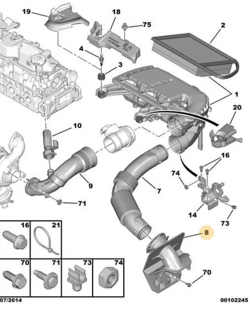 ORIJINAL PEUGEOT 308 HAVA FİLTRE DİRSEK HORTUMU EURO5 1434F9