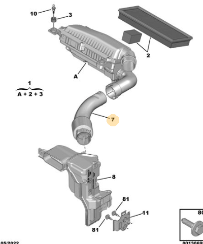 ORIJINAL  Peugeot Hava Filtre Hortumu  9810920980