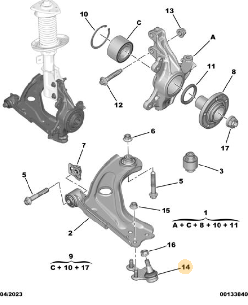 ORIJINAL Peugeot 308 P5  -  308 T9 Rotil 9831088280