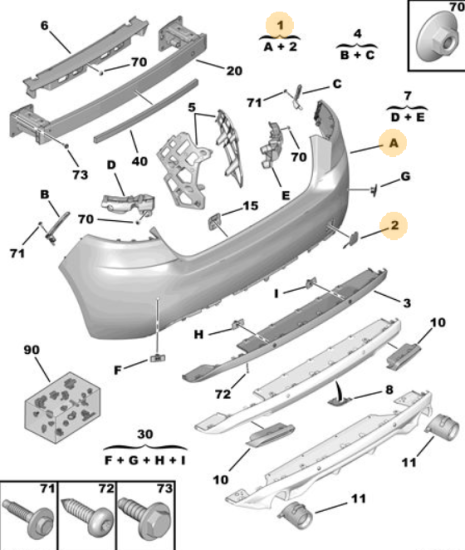 Orijinal Peugeot 308 T9 Arka Tampon Sensörlü   1610766980
