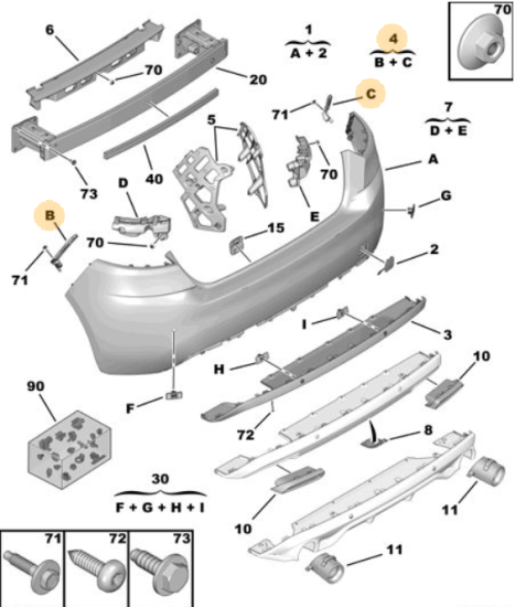 Orijinal Peugeot 308 T9  Arka Tampon Mesnedi    1610767480