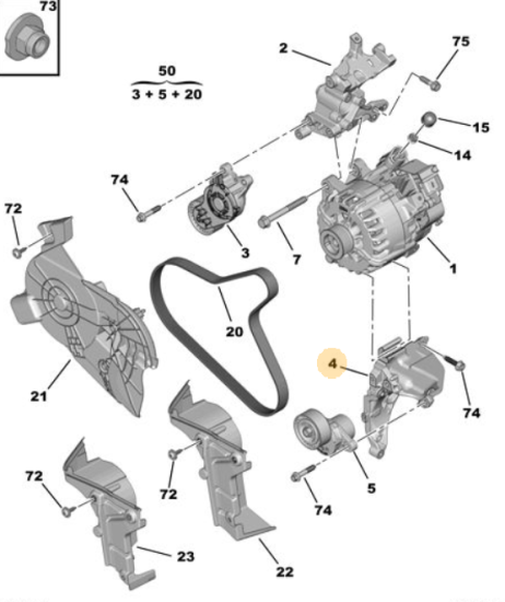 Orijinal Peugeot 308 T9 Alternatör Gergi Makarası 1613255380