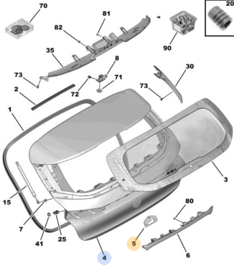 Orijinal Peugeot 308 P5 Bagaj Kilit Takviyesi 1617410280