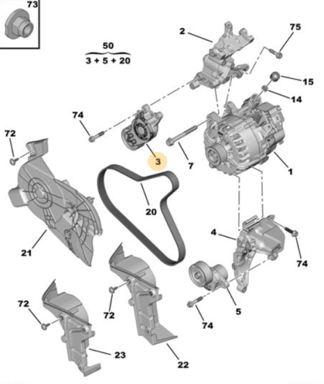 Orijinal Peugeot 308 T9 Alternatör V Kayış Gergi Rulmanı  1631481480