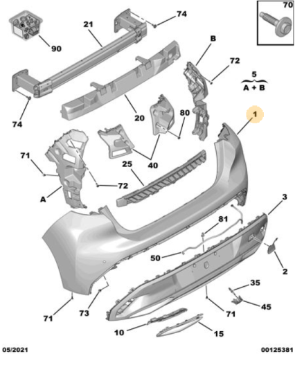 Orijinal Peugeot 308 P5 Arka Tampon    168096541T