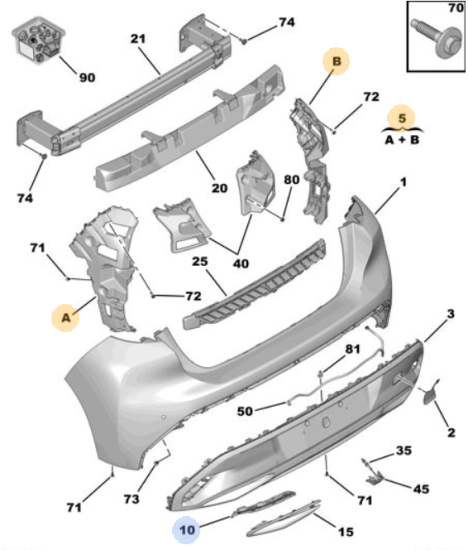 Orijinal Peugeot 308 P5 Arka Tampon  Bağlantı Ayakları  1680965780